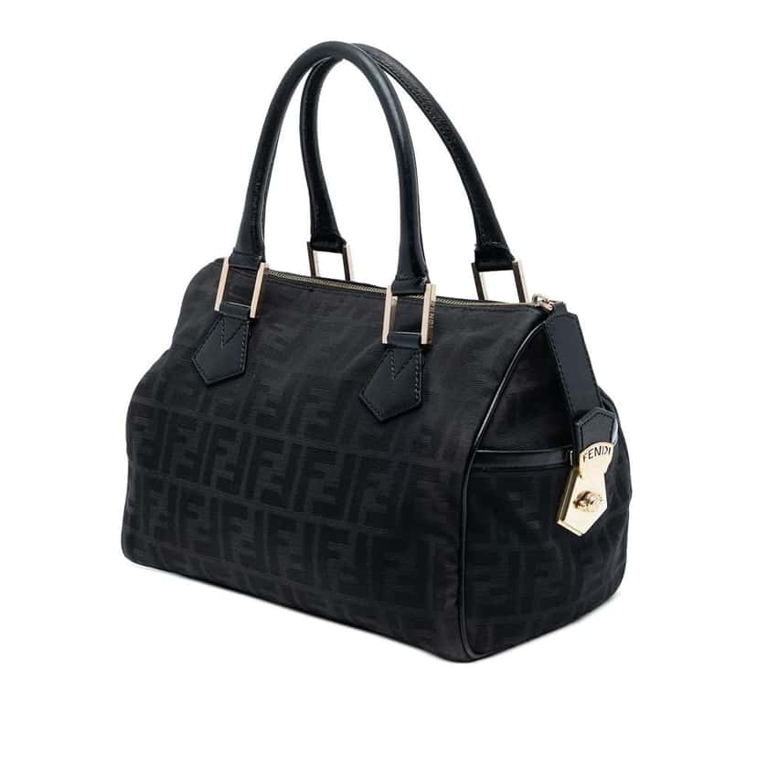 Fendi Zucca Canvas Boston Bag Black Canvas Good condition - Back View