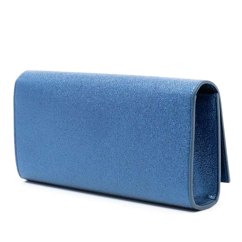 Saint Laurent Metallic Calfskin Cassandre Clutch Blue Leather Good condition - Back View