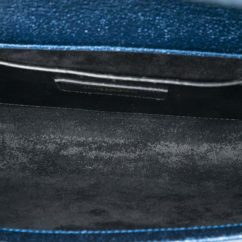 Saint Laurent Metallic Calfskin Cassandre Clutch Blue Leather Good condition - Model View