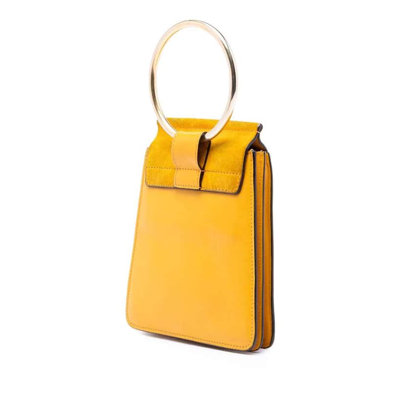 Chloé Mini Calfskin and Suede Faye Bracelet Bag Yellow Leather Very good condition - Back View