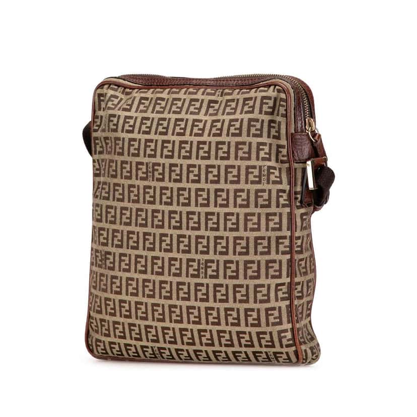 Fendi Zucchino Canvas Crossbody Brown Canvas Good condition - Back View
