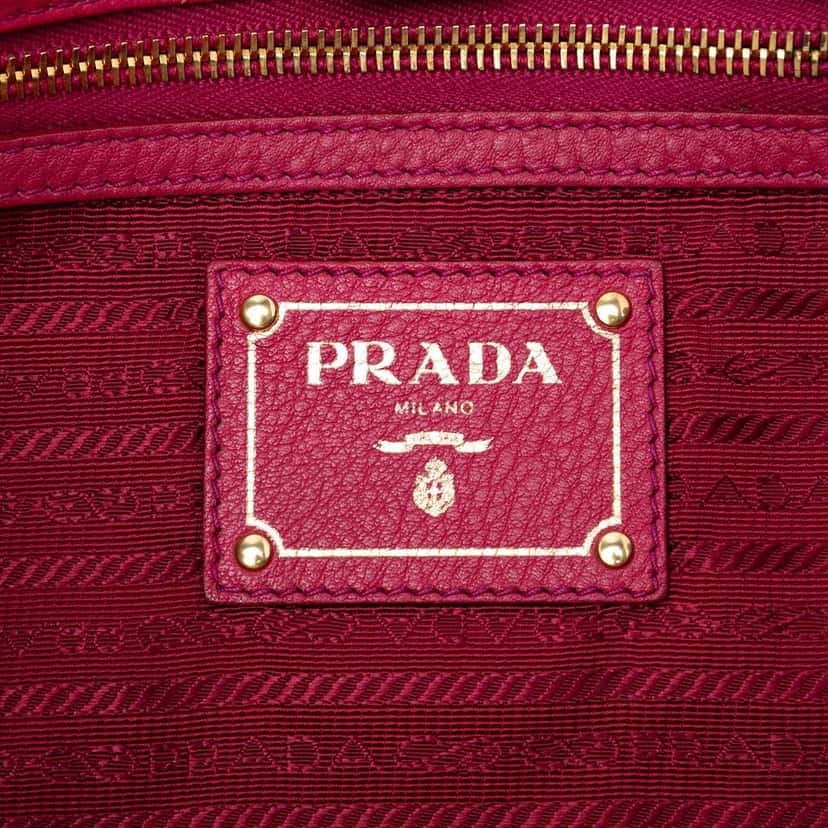 Prada Vitello Daino Embossed Canapa Logo Open Convertible Tote Pink Leather Good condition - Box View