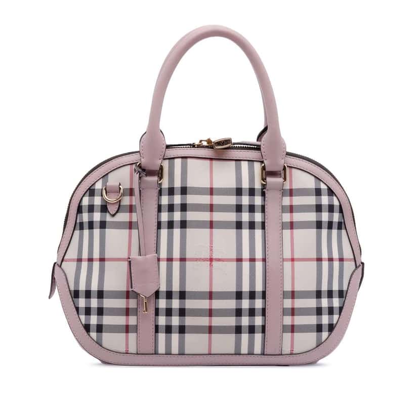 Burberry Small Haymarket Check Coated Canvas Orchard Bowling Bag Brown Canvas Very good condition - Front View