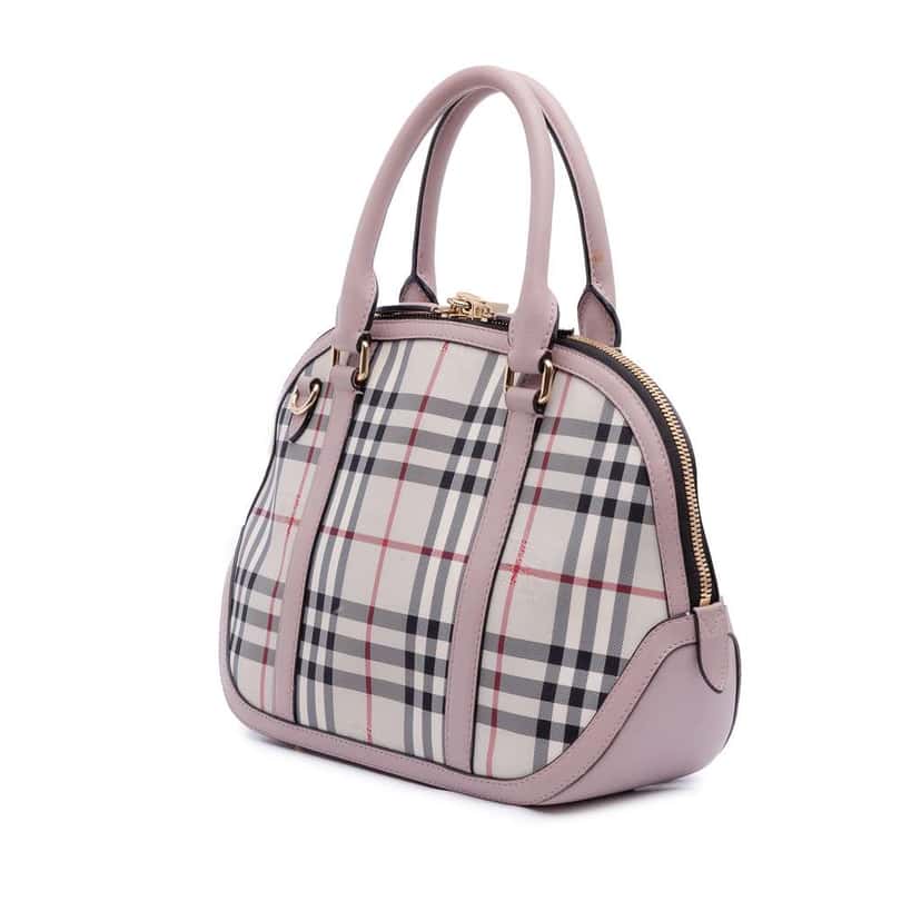 Burberry Small Haymarket Check Coated Canvas Orchard Bowling Bag Brown Canvas Very good condition - Back View