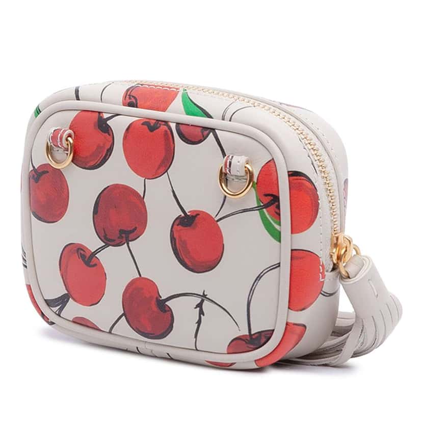 Saint Laurent Baby Calfskin Monogram Cherry Printed Lou Camera Bag White Leather Good condition - Back View