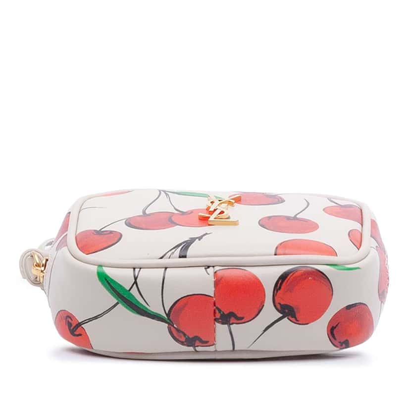 Saint Laurent Baby Calfskin Monogram Cherry Printed Lou Camera Bag White Leather Good condition - Inside View
