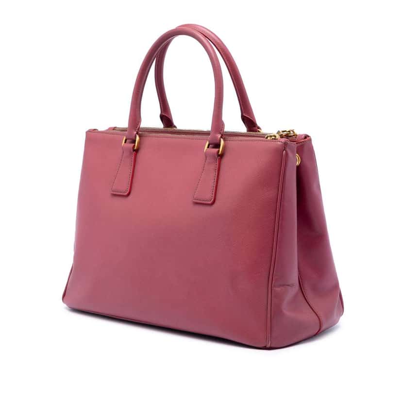 Prada Medium Saffiano Lux Galleria Double Zip Satchel Pink Leather Good condition - Back View