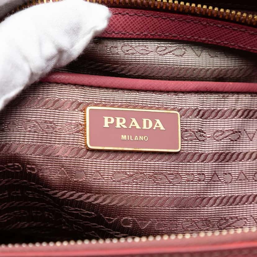 Prada Medium Saffiano Lux Galleria Double Zip Satchel Pink Leather Good condition - Box View