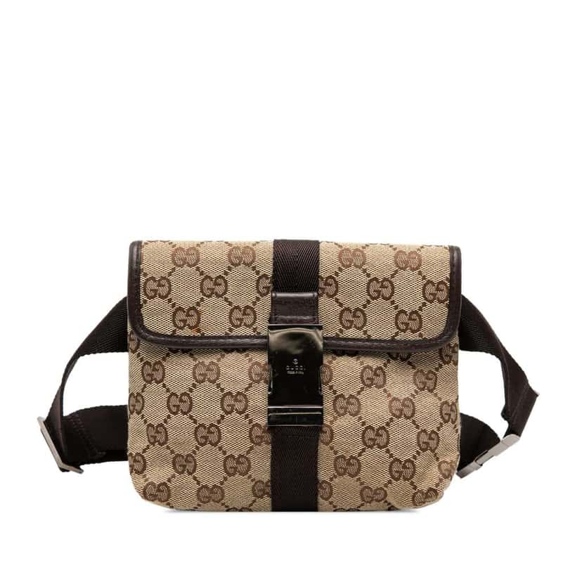Gucci GG Canvas Belt Bag Brown Canvas Good condition - Front View