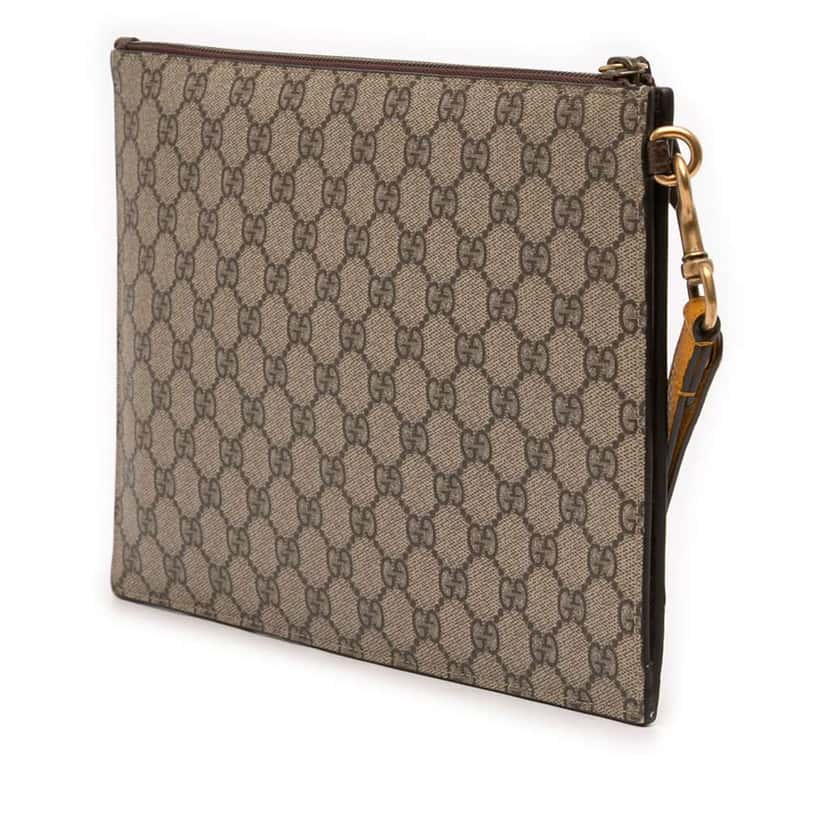 Gucci GG Supreme Neo Vintage Clutch Brown Canvas Very good condition - Back View