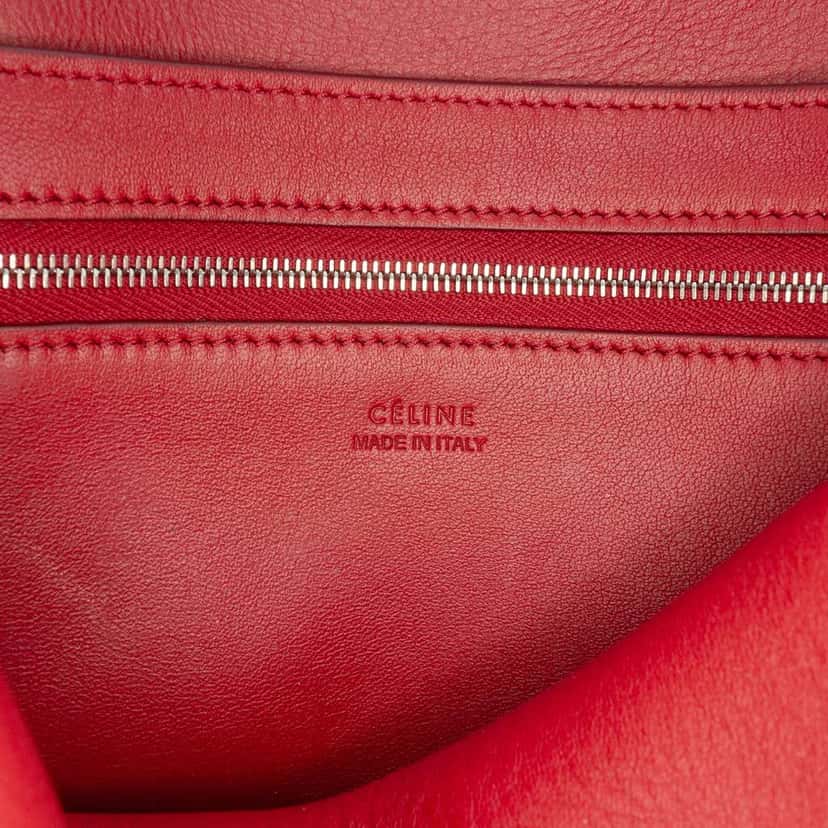 Celine Medium Suede Seau Sangle Bucket Bag Red Leather Very good condition - Box View