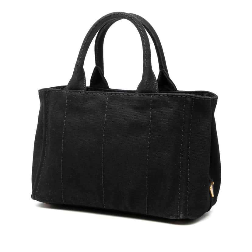 Prada Small Canvas Canapa Logo Satchel Black Canvas Very good condition - Back View