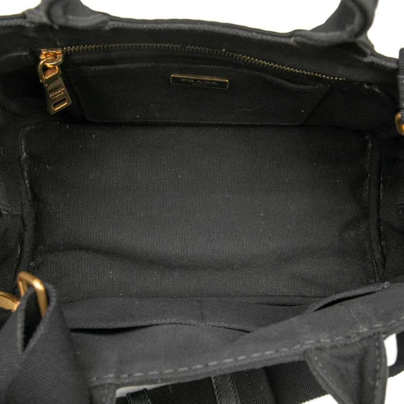 Prada Small Canvas Canapa Logo Satchel Black Canvas Very good condition - Model View