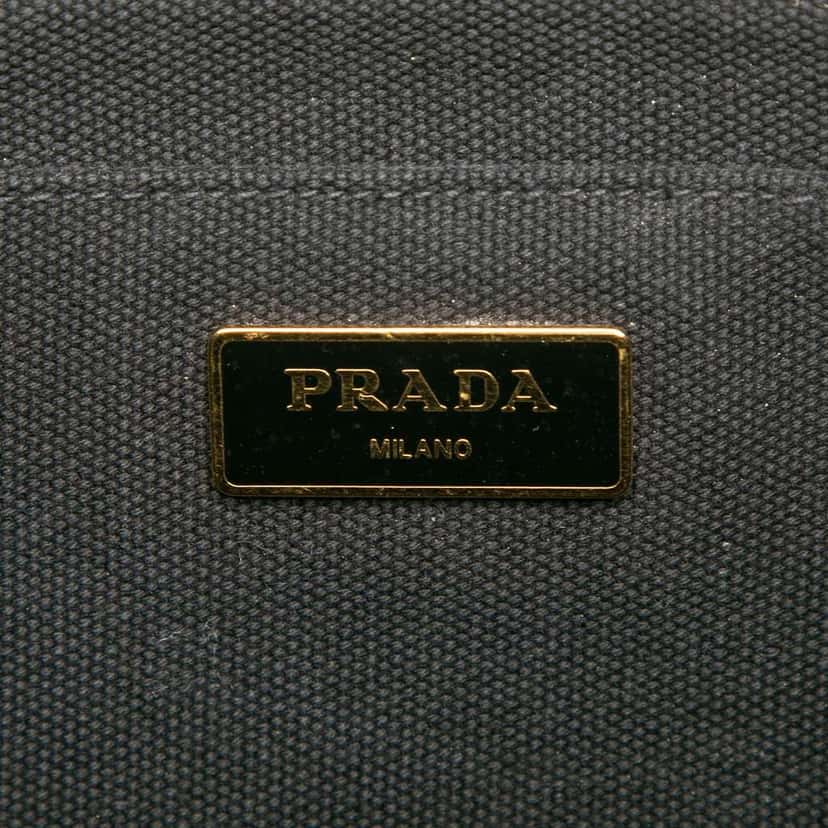 Prada Small Canvas Canapa Logo Satchel Black Canvas Very good condition - Box View