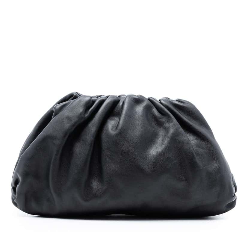 Bottega Veneta Lambskin The Pouch Black Leather Very good condition - Front View