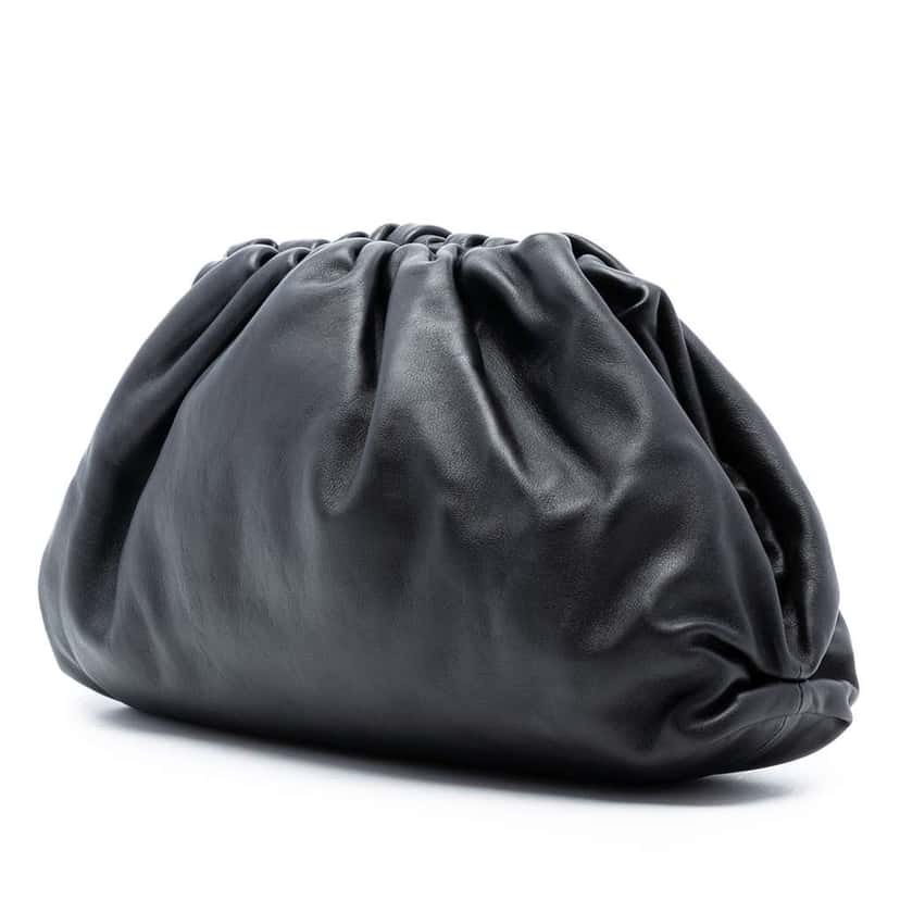 Bottega Veneta Lambskin The Pouch Black Leather Very good condition - Back View