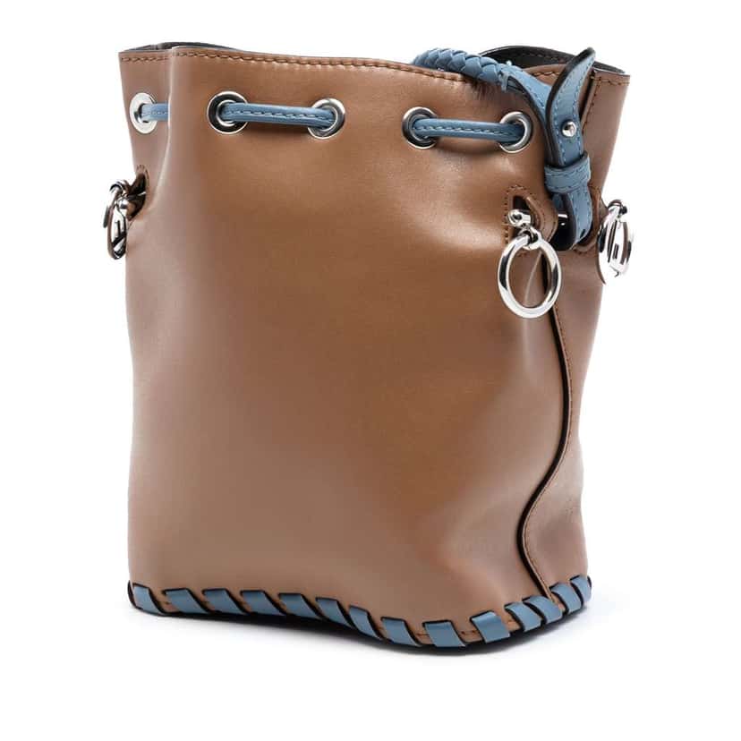 Fendi Mini Leather Whipstitch Mon Tresor Bucket Bag Brown Leather Very good condition - Back View