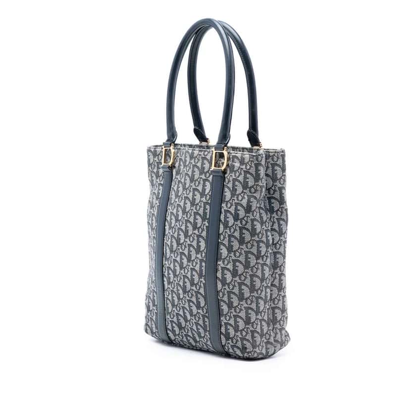 Dior Diorissimo Trotter Canvas Tote Blue Canvas Very good condition - Back View