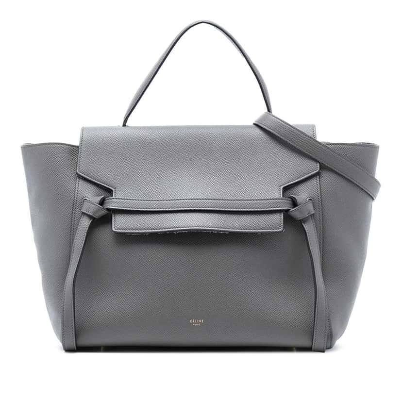 Celine Mini Grained Calfskin Belt Bag Grey Leather Very good condition - Front View