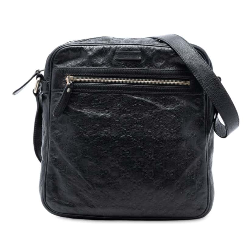 Gucci Guccissima Crossbody Black Leather Very good condition - Front View