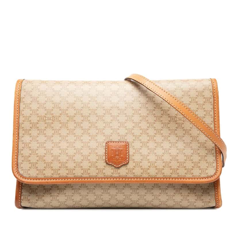 Celine Macadam Coated Canvas Crossbody Brown Canvas Very good condition - Front View