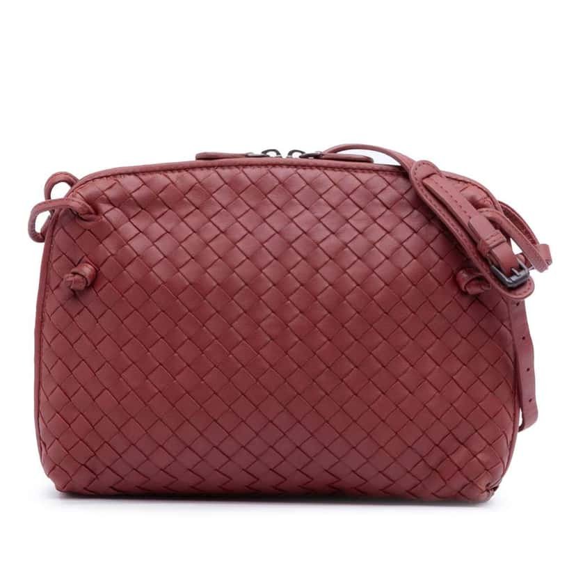 Bottega Veneta Nappa Intrecciato Nodini Crossbody Red Leather Very good condition - Front View