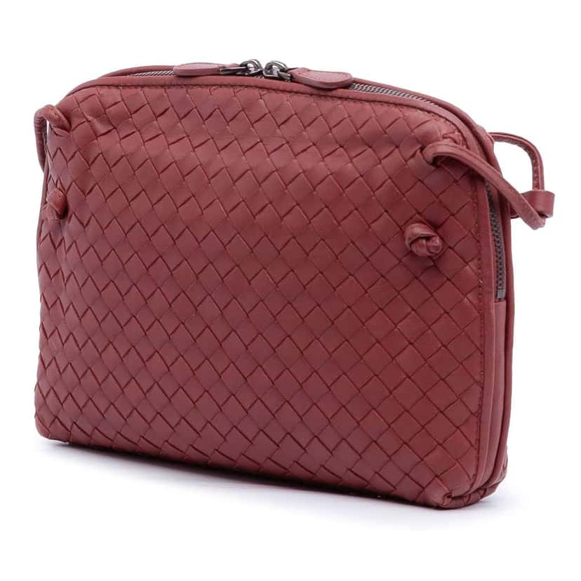 Bottega Veneta Nappa Intrecciato Nodini Crossbody Red Leather Very good condition - Back View