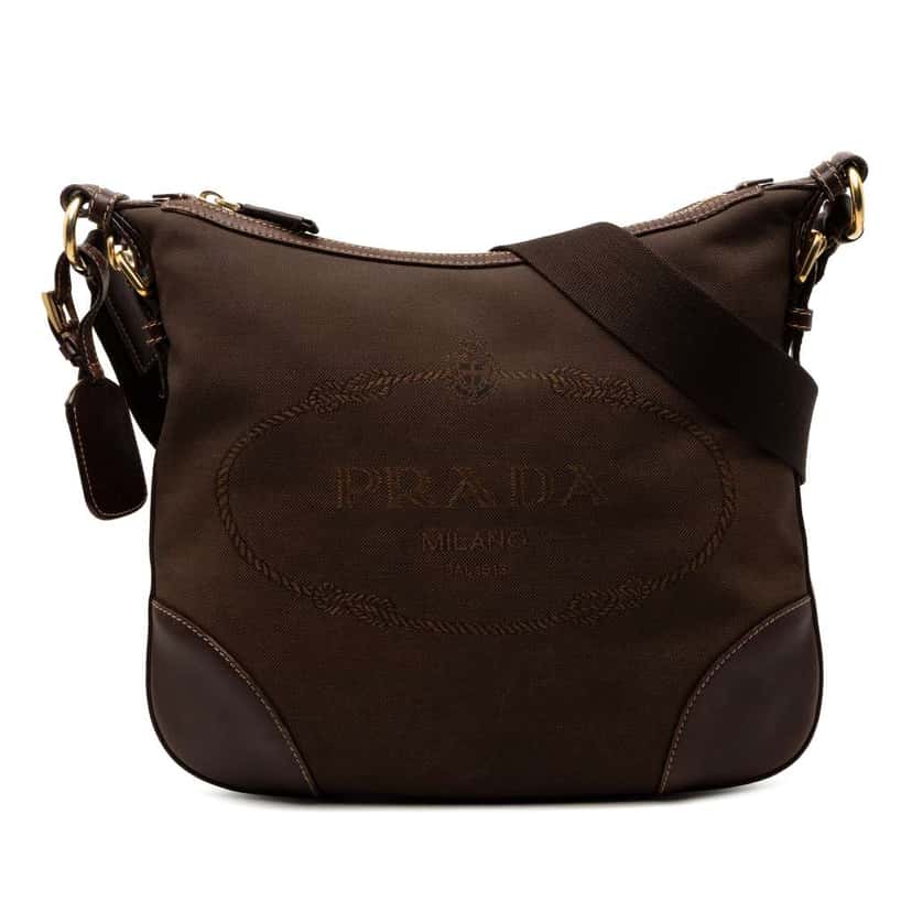 Prada Canvas Canapa Logo Crossbody Brown Canvas Very good condition - Front View