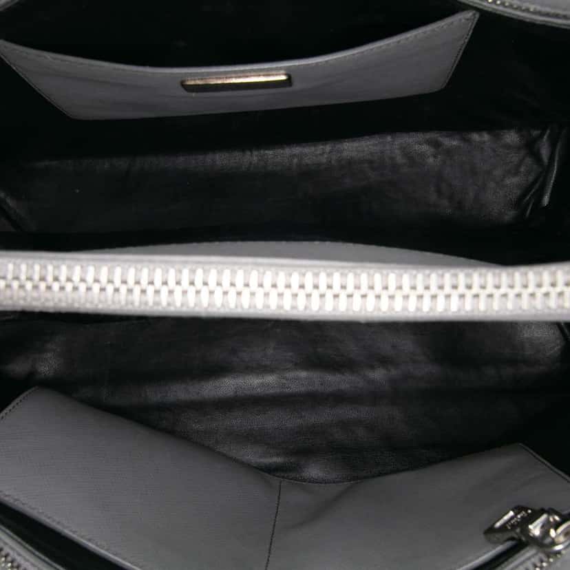 Prada Saffiano Soft Triple Pocket Tote Grey Leather Very good condition - Model View