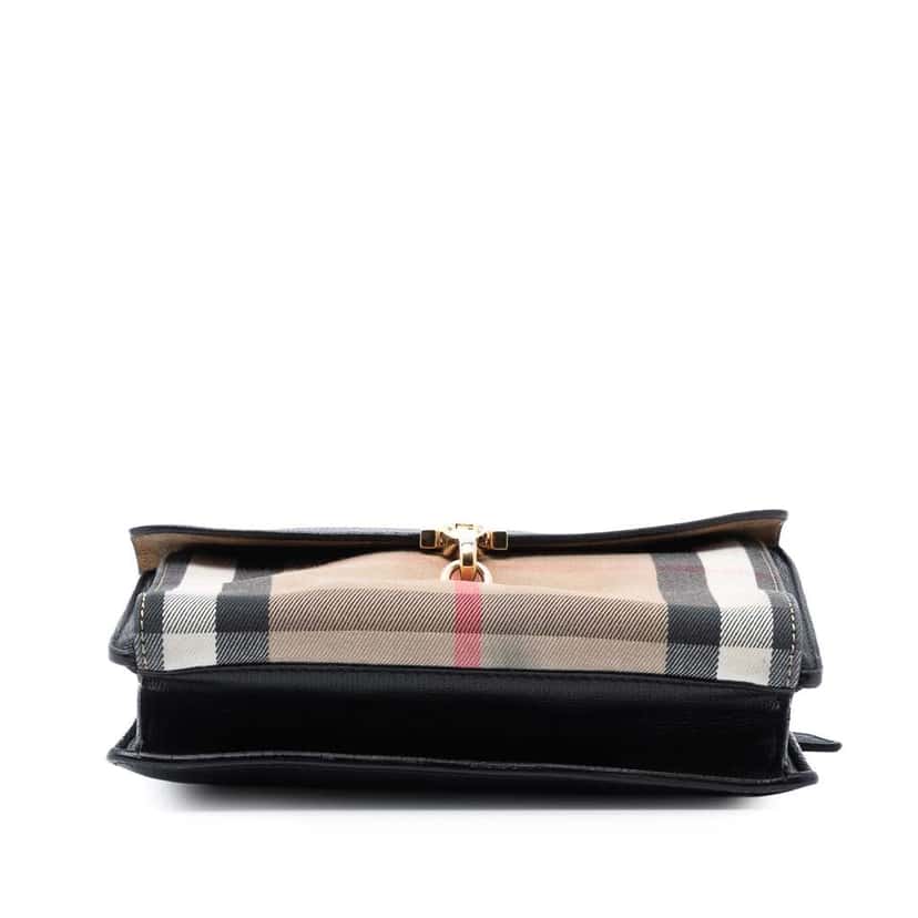 Burberry Small Leather and House Check Canvas Derby Macken Crossbody Black Leather Very good condition - Inside View