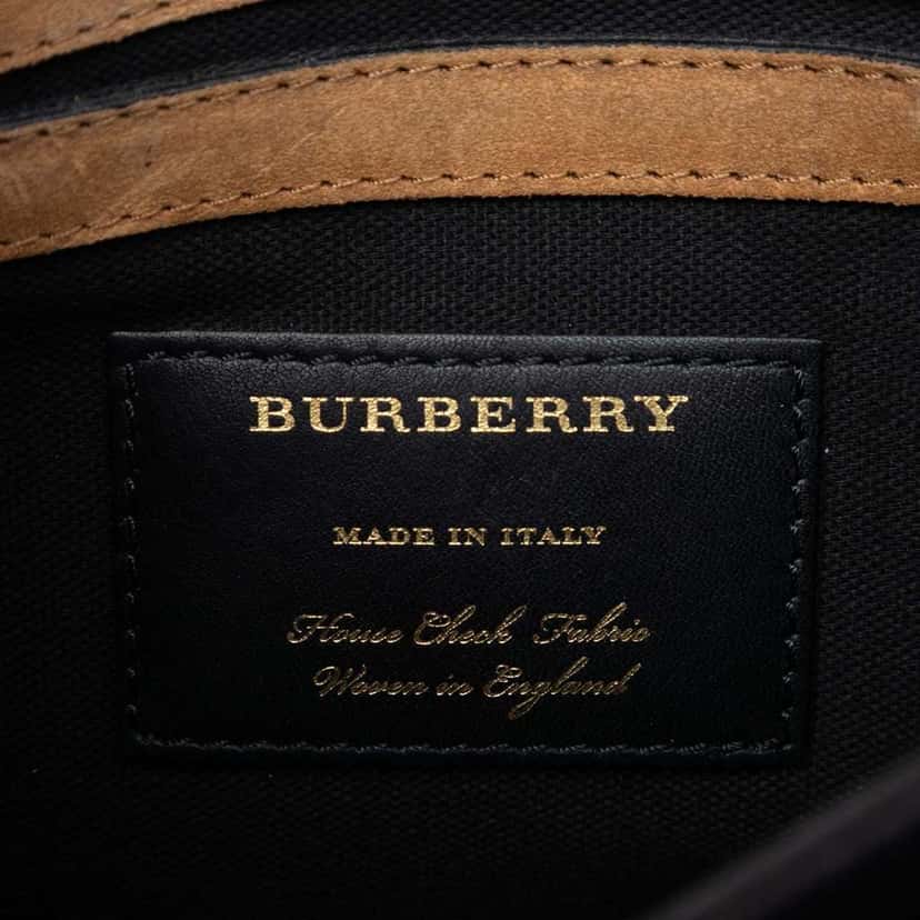 Burberry Small Leather and House Check Canvas Derby Macken Crossbody Black Leather Very good condition - Box View