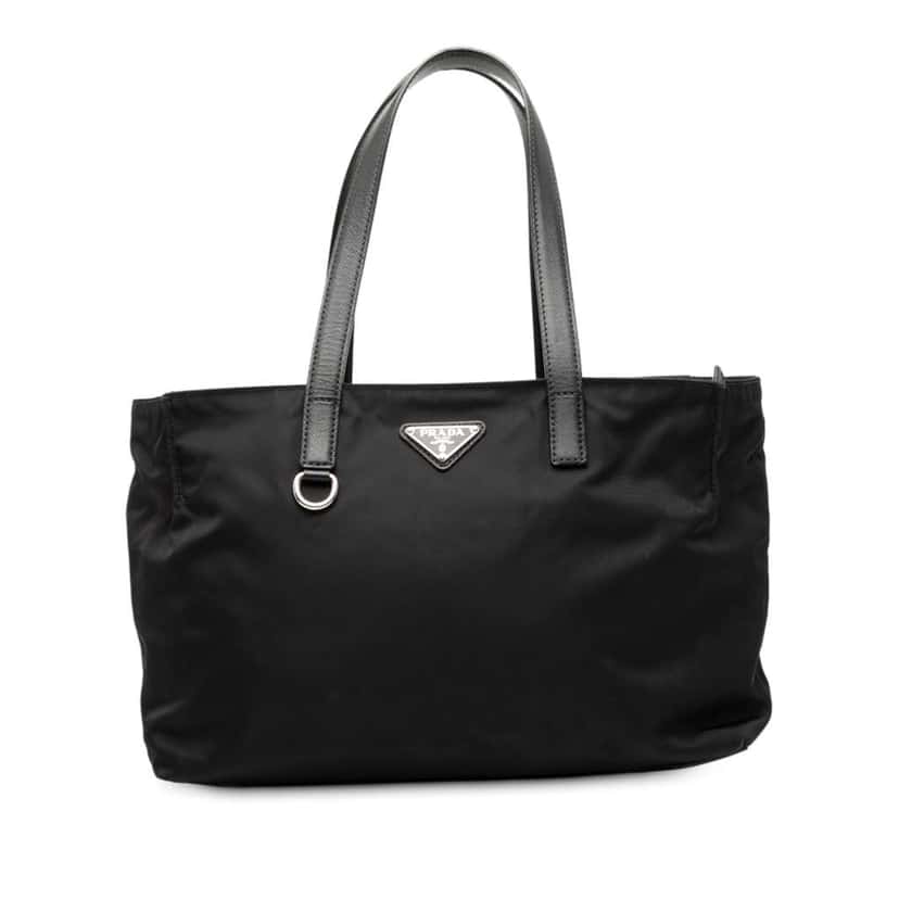 Prada Saffiano Trimmed Tessuto Tote Black Very good condition - Front View