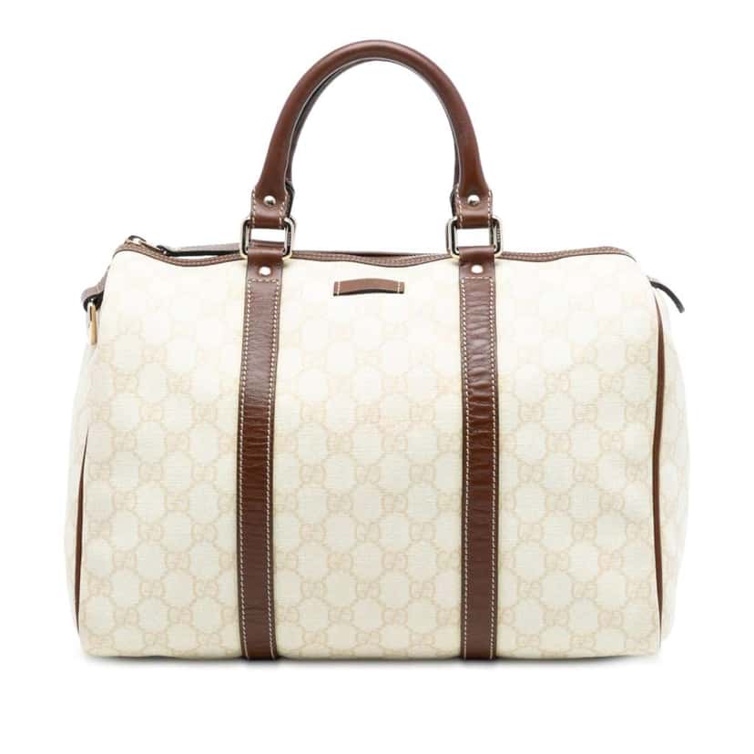 Gucci Medium GG Supreme Joy Boston Bag White Canvas Very good condition - Front View