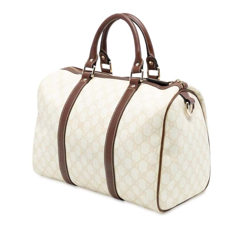 Gucci Medium GG Supreme Joy Boston Bag White Canvas Very good condition - Back View