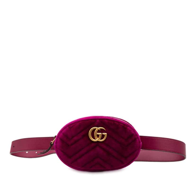 Gucci GG Marmont Matelasse Velvet Belt Bag Purple Velvet Very good condition - Front View