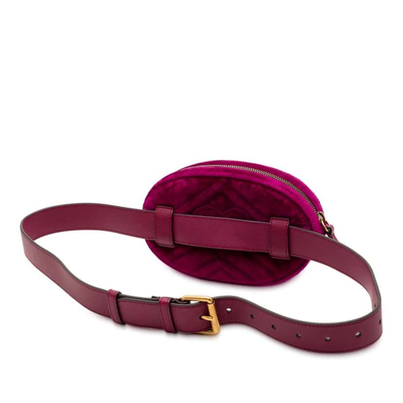 Gucci GG Marmont Matelasse Velvet Belt Bag Purple Velvet Very good condition - Back View