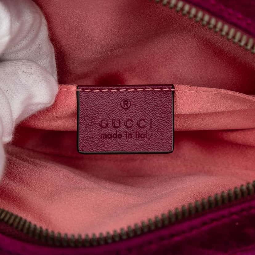 Gucci GG Marmont Matelasse Velvet Belt Bag Purple Velvet Very good condition - Box View