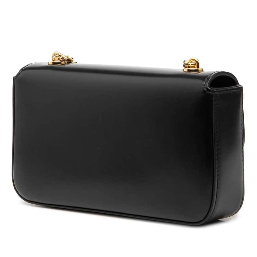 Celine Smooth Calfskin Cuir Triomphe Chain Shoulder Bag Black Leather Very good condition - Back View