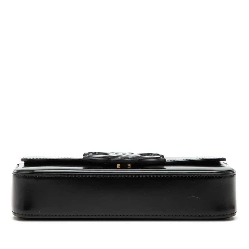 Celine Smooth Calfskin Cuir Triomphe Chain Shoulder Bag Black Leather Very good condition - Inside View