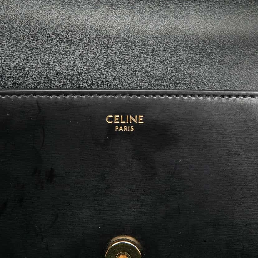 Celine Smooth Calfskin Cuir Triomphe Chain Shoulder Bag Black Leather Very good condition - Box View