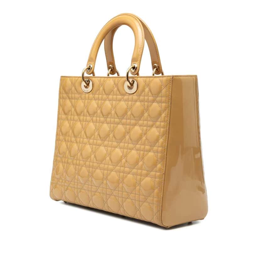 Dior Large Patent Cannage Lady Dior Brown Leather Very good condition - Back View