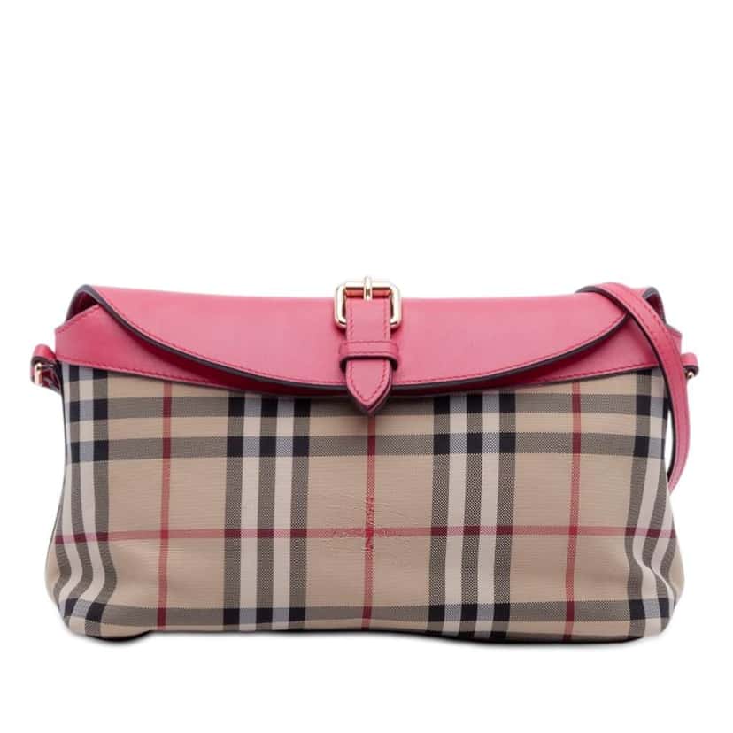 Burberry Haymarket Check Canvas Leah Crossbody Brown Canvas Very good condition - Front View