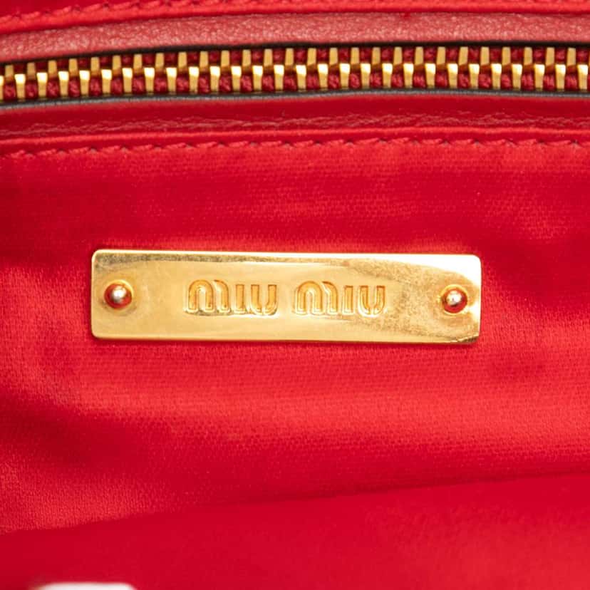 Miu Miu Studded Leather Zip Clutch Red Leather Very good condition - Box View
