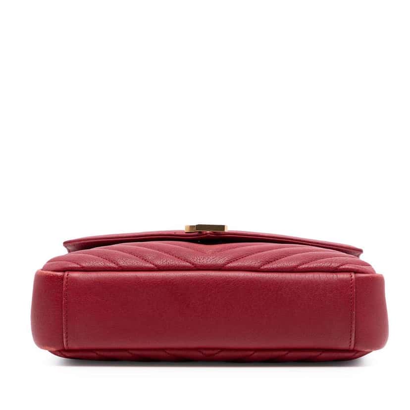 Saint Laurent Medium Chevron Sheepskin Monogram College Satchel Red Leather Very good condition - Inside View