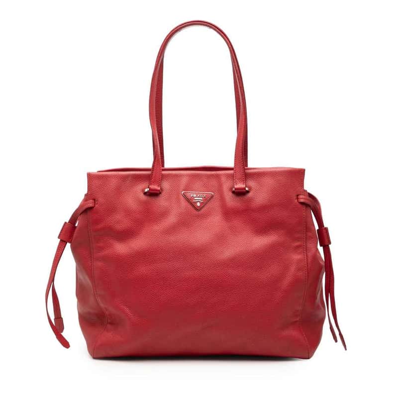 Prada Vitello Daino Tote Red Leather Very good condition - Front View