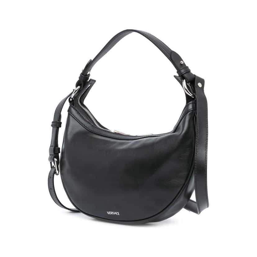 Versace Small Leather Repeat Satchel Black Leather Very good condition - Back View