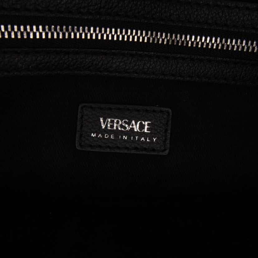 Versace Small Leather Repeat Satchel Black Leather Very good condition - Box View