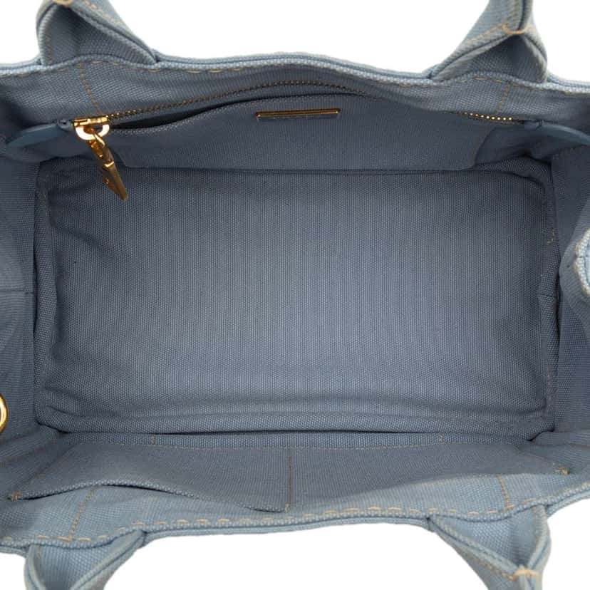Prada Small Canvas Canapa Logo Satchel Blue Canvas Very good condition - Model View