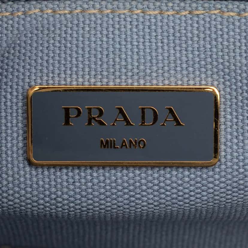 Prada Small Canvas Canapa Logo Satchel Blue Canvas Very good condition - Box View