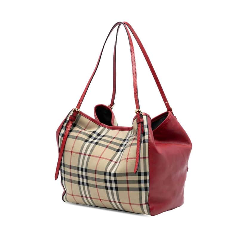 Burberry Small Haymarket Check Canvas and Leather Canterbury Tote Brown Canvas Very good condition - Back View